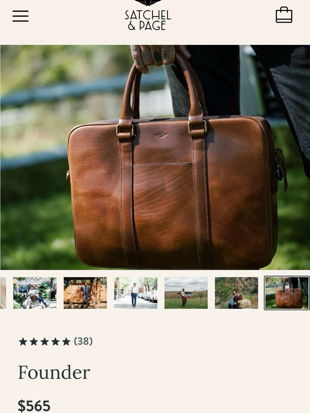 New With Out Tag! Never Used!! Satchel & Page Founder Leather Briefcase In Brown — image 5 of 8